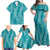 Hawaii Plumeria Lei Family Matching Off Shoulder Maxi Dress and Hawaiian Shirt Aloha Festive Vibe - Teal