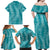 Hawaii Plumeria Lei Family Matching Off Shoulder Maxi Dress and Hawaiian Shirt Aloha Festive Vibe - Teal