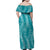 Hawaii Plumeria Lei Family Matching Off Shoulder Maxi Dress and Hawaiian Shirt Aloha Festive Vibe - Teal