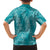 Hawaii Plumeria Lei Family Matching Off Shoulder Short Dress and Hawaiian Shirt Aloha Festive Vibe - Teal