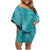 Hawaii Plumeria Lei Family Matching Off Shoulder Short Dress and Hawaiian Shirt Aloha Festive Vibe - Teal