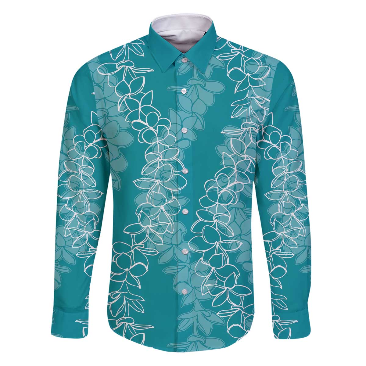 Hawaii Plumeria Lei Family Matching Puletasi and Hawaiian Shirt Aloha Festive Vibe - Teal