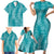 Hawaii Plumeria Lei Family Matching Short Sleeve Bodycon Dress and Hawaiian Shirt Aloha Festive Vibe - Teal