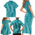 Hawaii Plumeria Lei Family Matching Short Sleeve Bodycon Dress and Hawaiian Shirt Aloha Festive Vibe - Teal