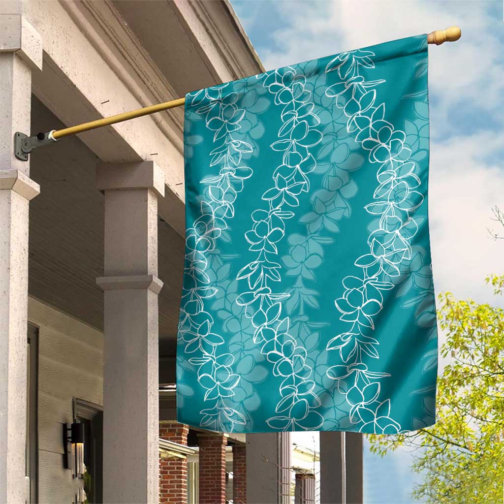 Hawaii Plumeria Lei Garden Flag Aloha Festive Vibe - Teal