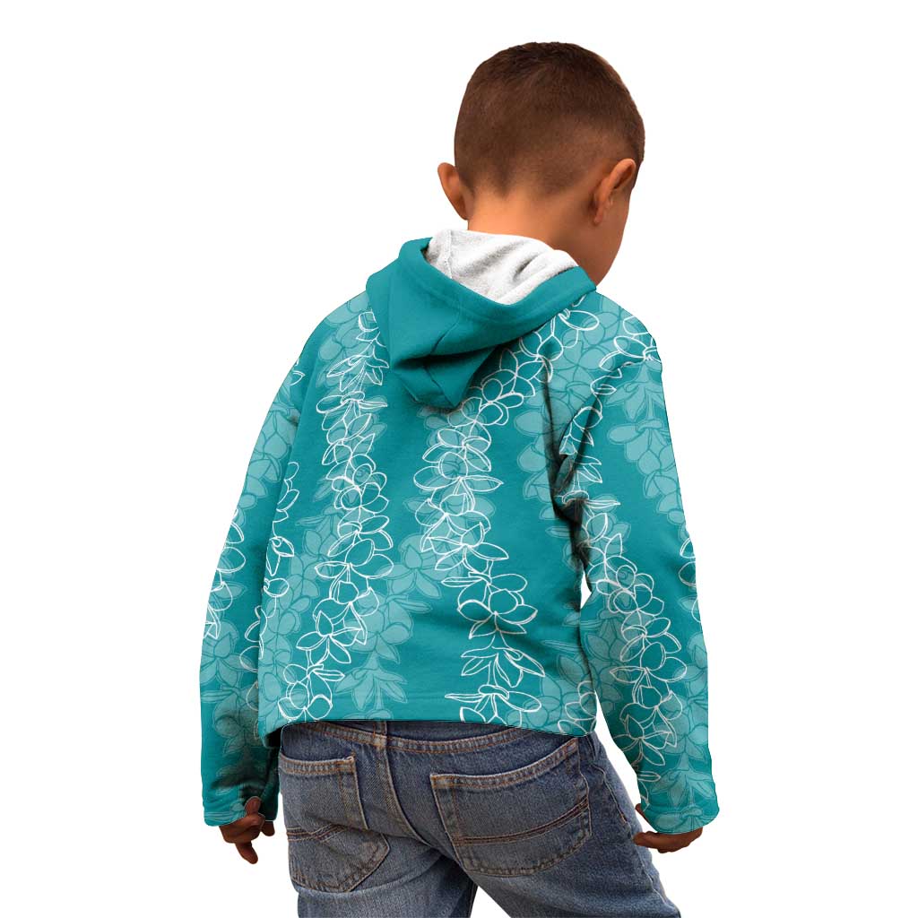 Hawaii Plumeria Lei Kid Hoodie Aloha Festive Vibe - Teal