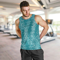 Hawaii Plumeria Lei Men Tank Top Aloha Festive Vibe - Teal LT7 Teal - Polynesian Pride