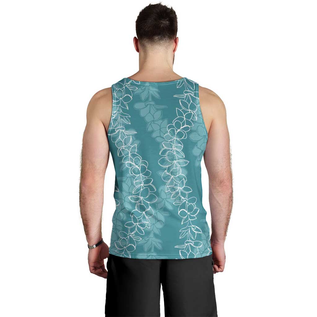 Hawaii Plumeria Lei Men Tank Top Aloha Festive Vibe - Teal LT7 - Polynesian Pride