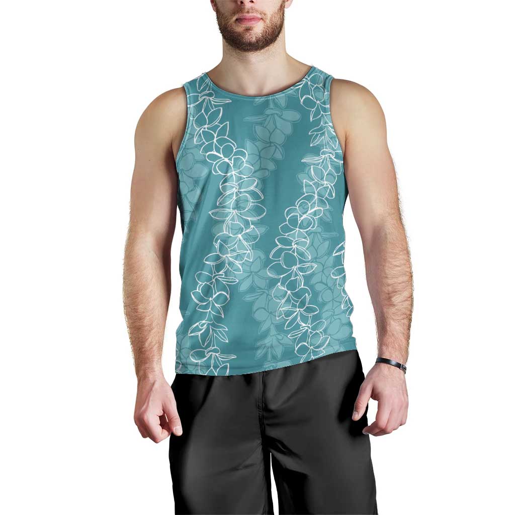 Hawaii Plumeria Lei Men Tank Top Aloha Festive Vibe - Teal LT7 - Polynesian Pride