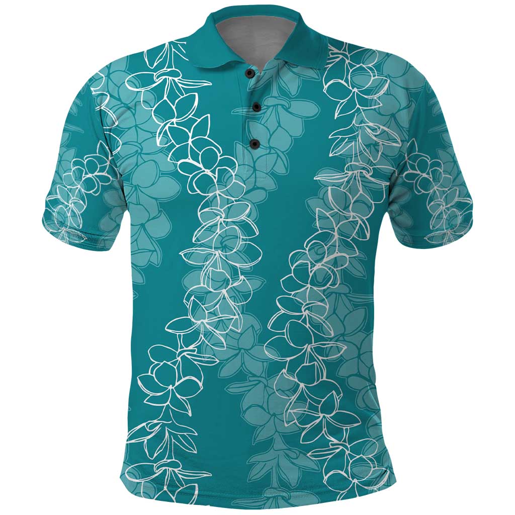 Hawaii Plumeria Lei Polo Shirt Aloha Festive Vibe - Teal LT7 Teal - Polynesian Pride