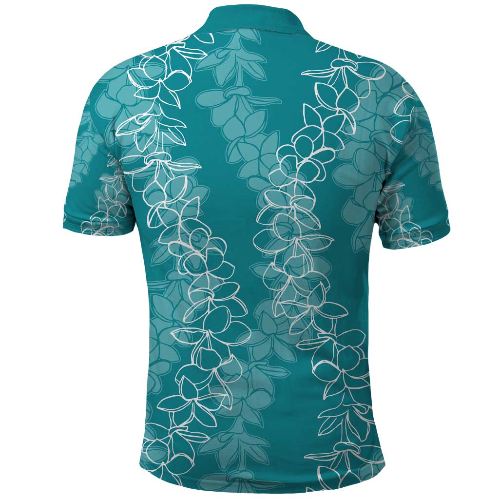 Hawaii Plumeria Lei Polo Shirt Aloha Festive Vibe - Teal LT7 - Polynesian Pride