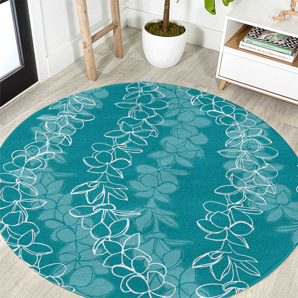 Hawaii Plumeria Lei Round Carpet Aloha Festive Vibe - Teal