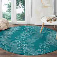 Hawaii Plumeria Lei Round Carpet Aloha Festive Vibe - Teal