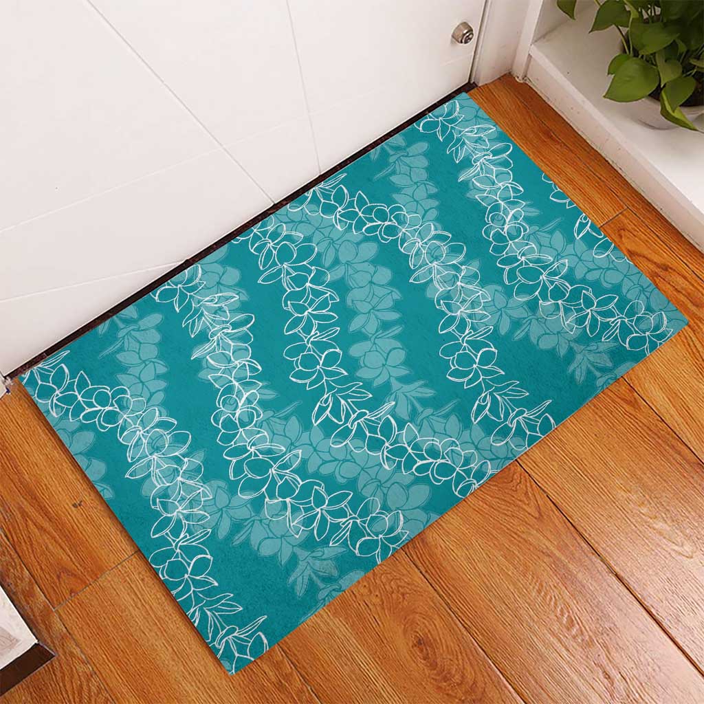 Hawaii Plumeria Lei Rubber Doormat Aloha Festive Vibe - Teal LT7 - Polynesian Pride