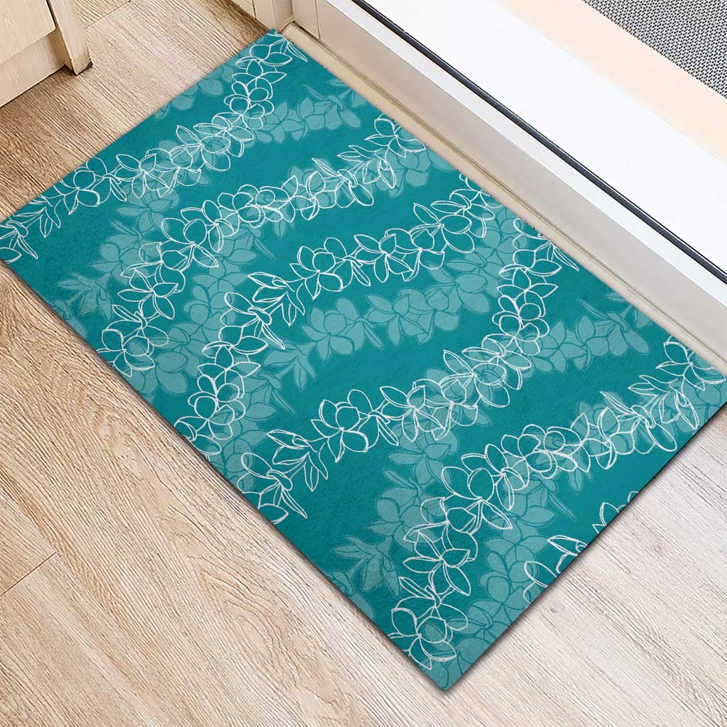 Hawaii Plumeria Lei Rubber Doormat Aloha Festive Vibe - Teal LT7 - Polynesian Pride