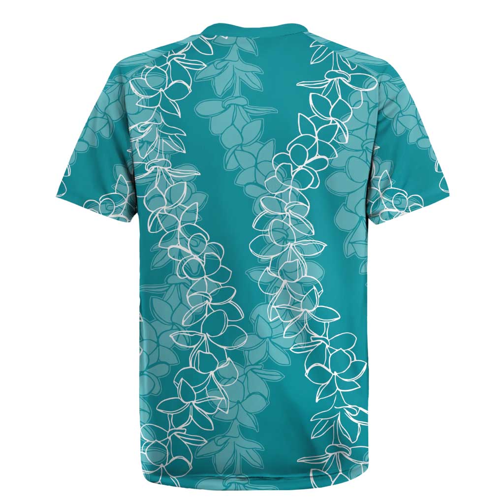 Hawaii Plumeria Lei Rugby Jersey Aloha Festive Vibe - Teal LT7 - Polynesian Pride