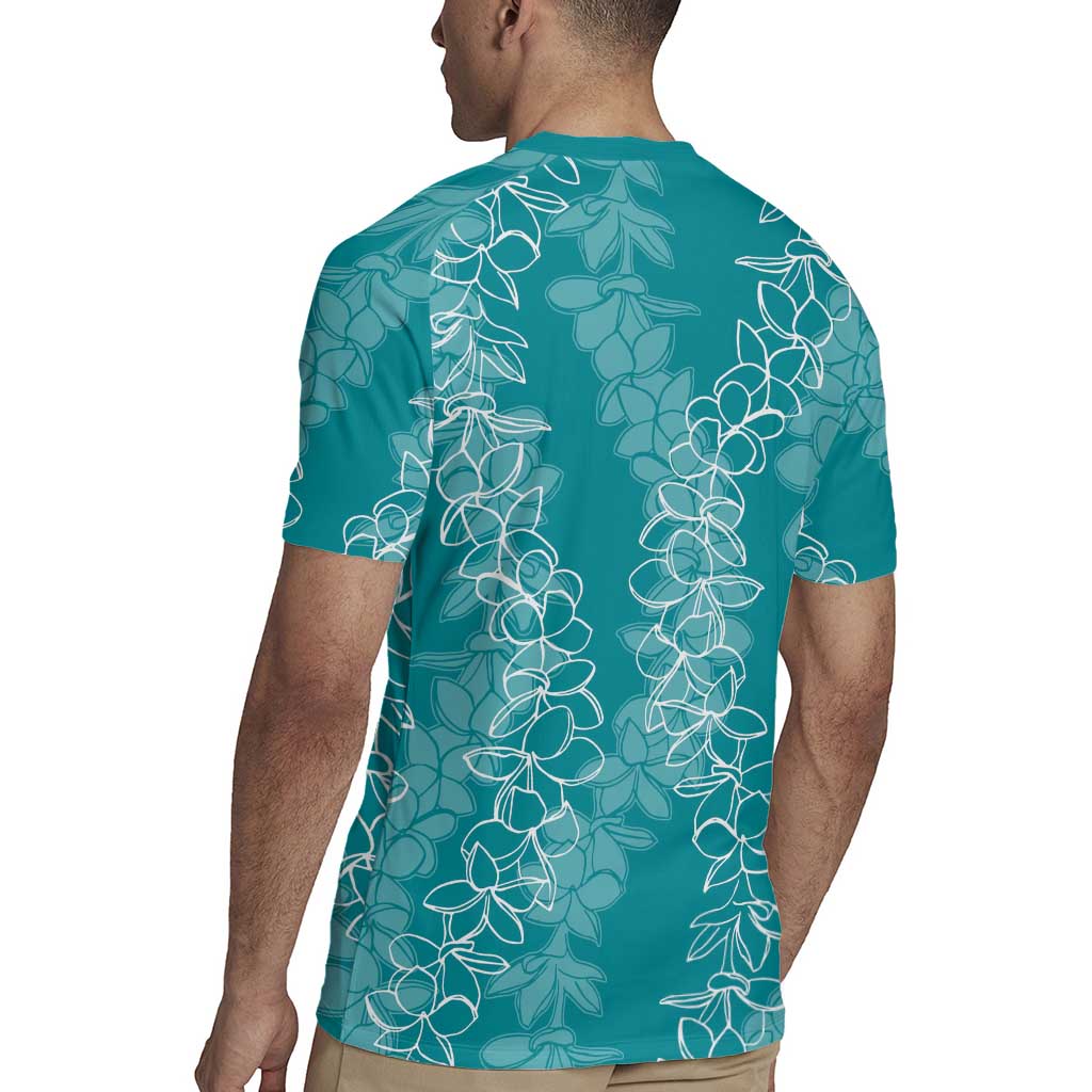 Hawaii Plumeria Lei Rugby Jersey Aloha Festive Vibe - Teal LT7 - Polynesian Pride