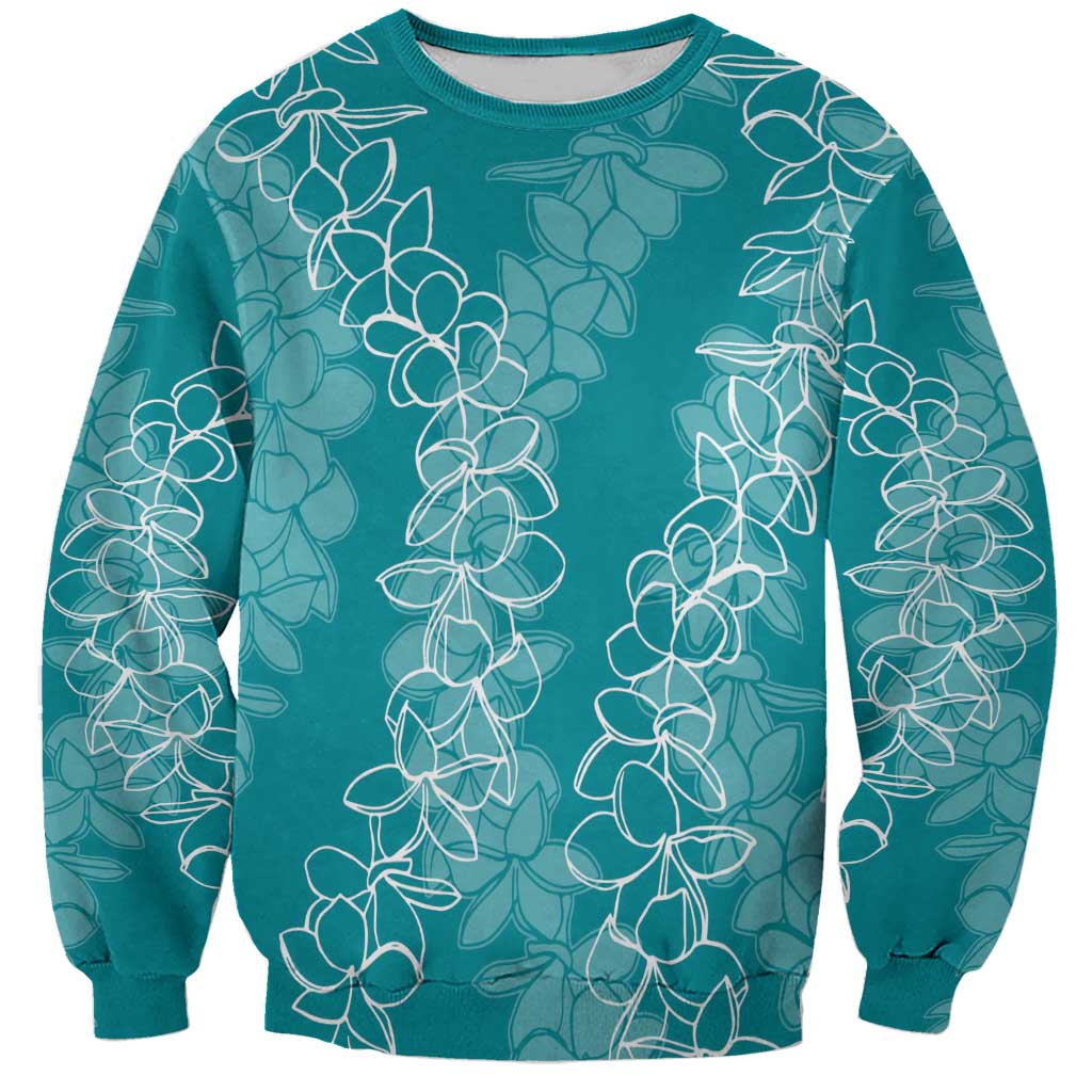 Hawaii Plumeria Lei Sweatshirt Aloha Festive Vibe - Teal LT7 Unisex Teal - Polynesian Pride