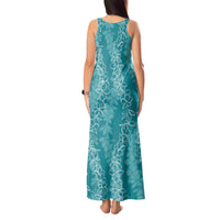 Hawaii Plumeria Lei Tank Maxi Dress Aloha Festive Vibe - Teal LT7 - Polynesian Pride