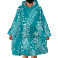 Hawaii Plumeria Lei Wearable Blanket Hoodie Aloha Festive Vibe - Teal LT7 - Polynesian Pride