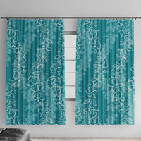 Hawaii Plumeria Lei Window Curtain Aloha Festive Vibe - Teal LT7 With Hooks Teal - Polynesian Pride
