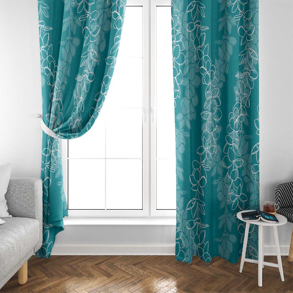 Hawaii Plumeria Lei Window Curtain Aloha Festive Vibe - Teal LT7 - Polynesian Pride