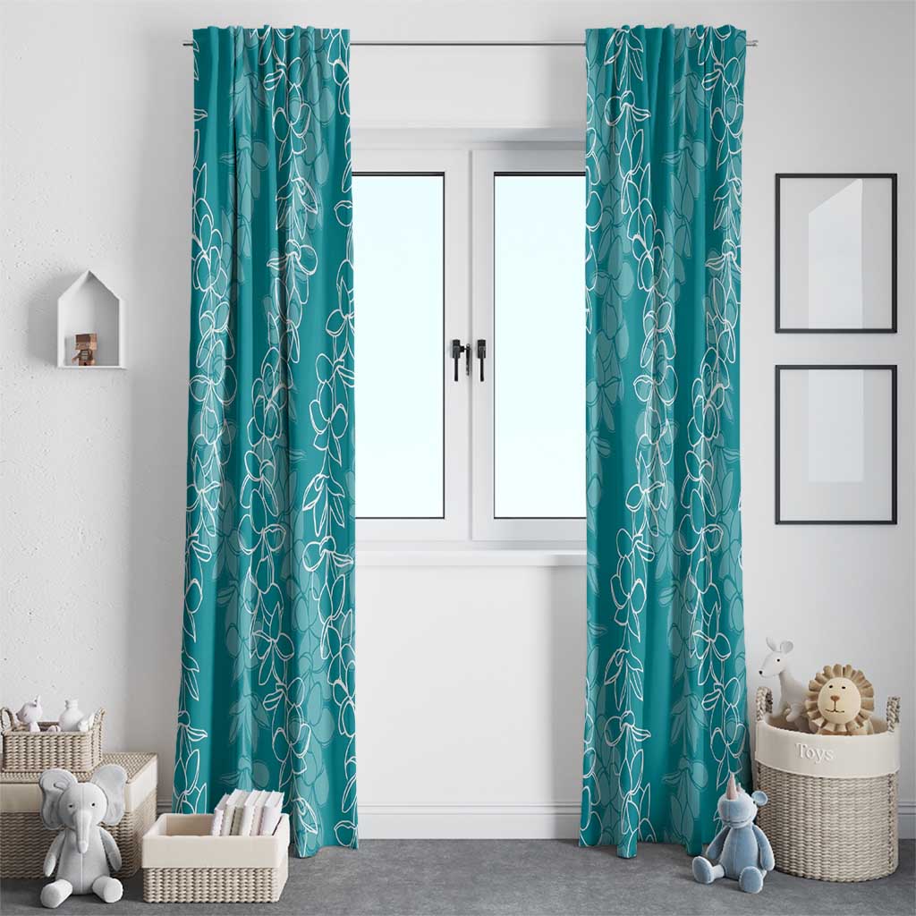 Hawaii Plumeria Lei Window Curtain Aloha Festive Vibe - Teal LT7 - Polynesian Pride