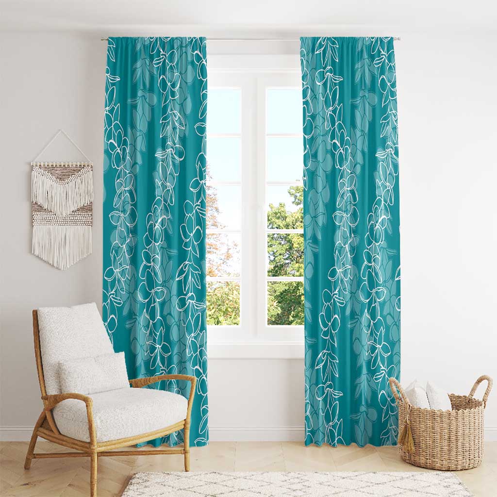 Hawaii Plumeria Lei Window Curtain Aloha Festive Vibe - Teal LT7 - Polynesian Pride