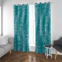 Hawaii Plumeria Lei Window Curtain Aloha Festive Vibe - Teal LT7 With Grommets Teal - Polynesian Pride