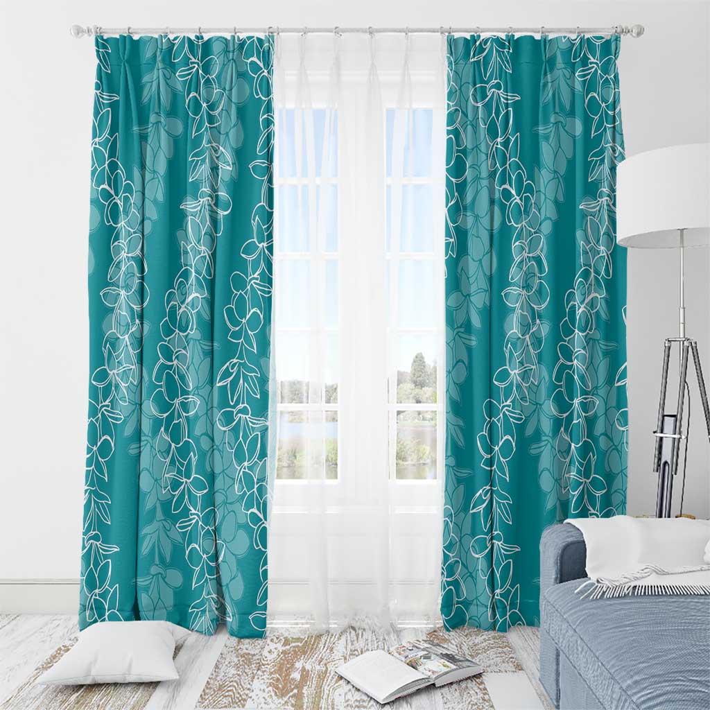 Hawaii Plumeria Lei Window Curtain Aloha Festive Vibe - Teal LT7 - Polynesian Pride