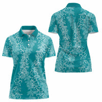 Hawaii Plumeria Lei Women Polo Shirt Aloha Festive Vibe - Teal