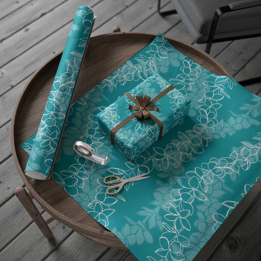 Hawaii Plumeria Lei Wrapping Paper Aloha Festive Vibe - Teal LT7 - Polynesian Pride