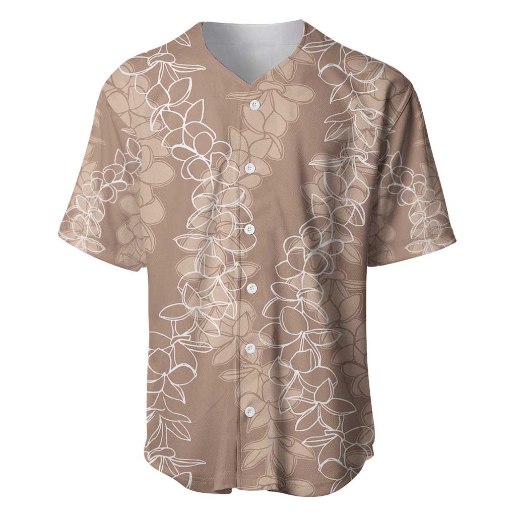 Hawaii Plumeria Lei Baseball Jersey Aloha Festive Vibe - Beige