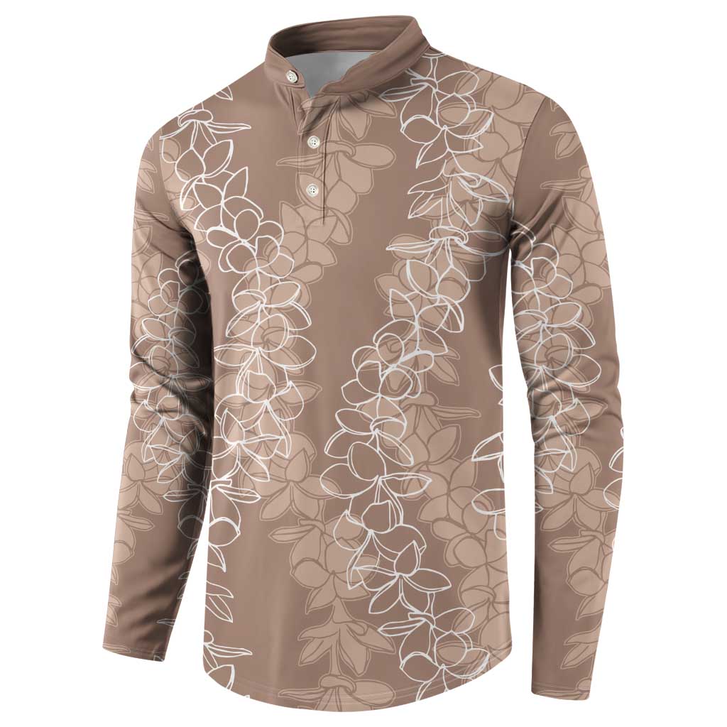 Hawaii Plumeria Lei Button Sweatshirt Aloha Festive Vibe - Beige LT7 - Polynesian Pride