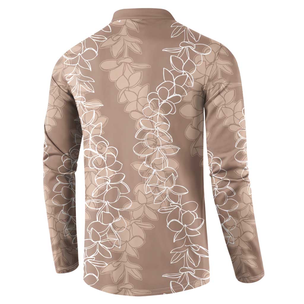 Hawaii Plumeria Lei Button Sweatshirt Aloha Festive Vibe - Beige LT7 - Polynesian Pride