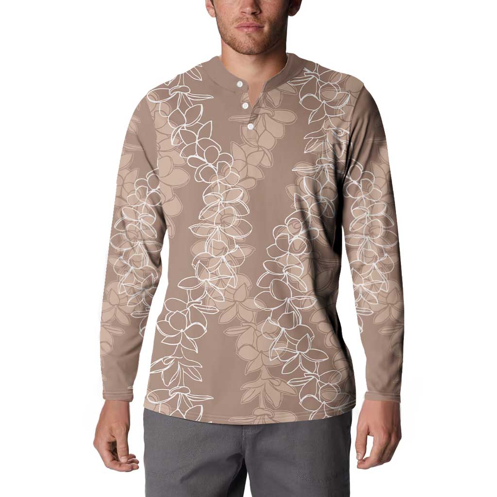 Hawaii Plumeria Lei Button Sweatshirt Aloha Festive Vibe - Beige LT7 - Polynesian Pride