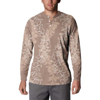 Hawaii Plumeria Lei Button Sweatshirt Aloha Festive Vibe - Beige LT7 - Polynesian Pride