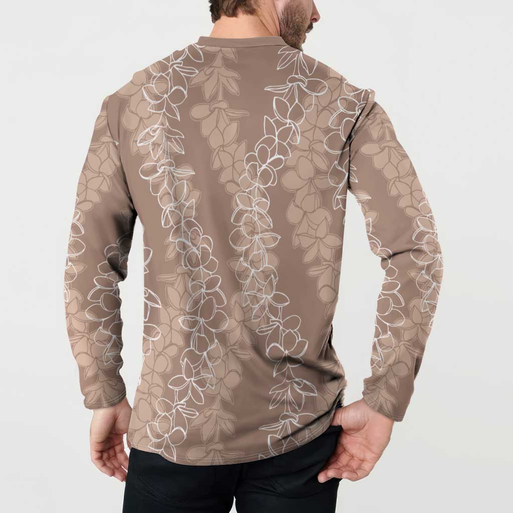 Hawaii Plumeria Lei Button Sweatshirt Aloha Festive Vibe - Beige LT7 - Polynesian Pride