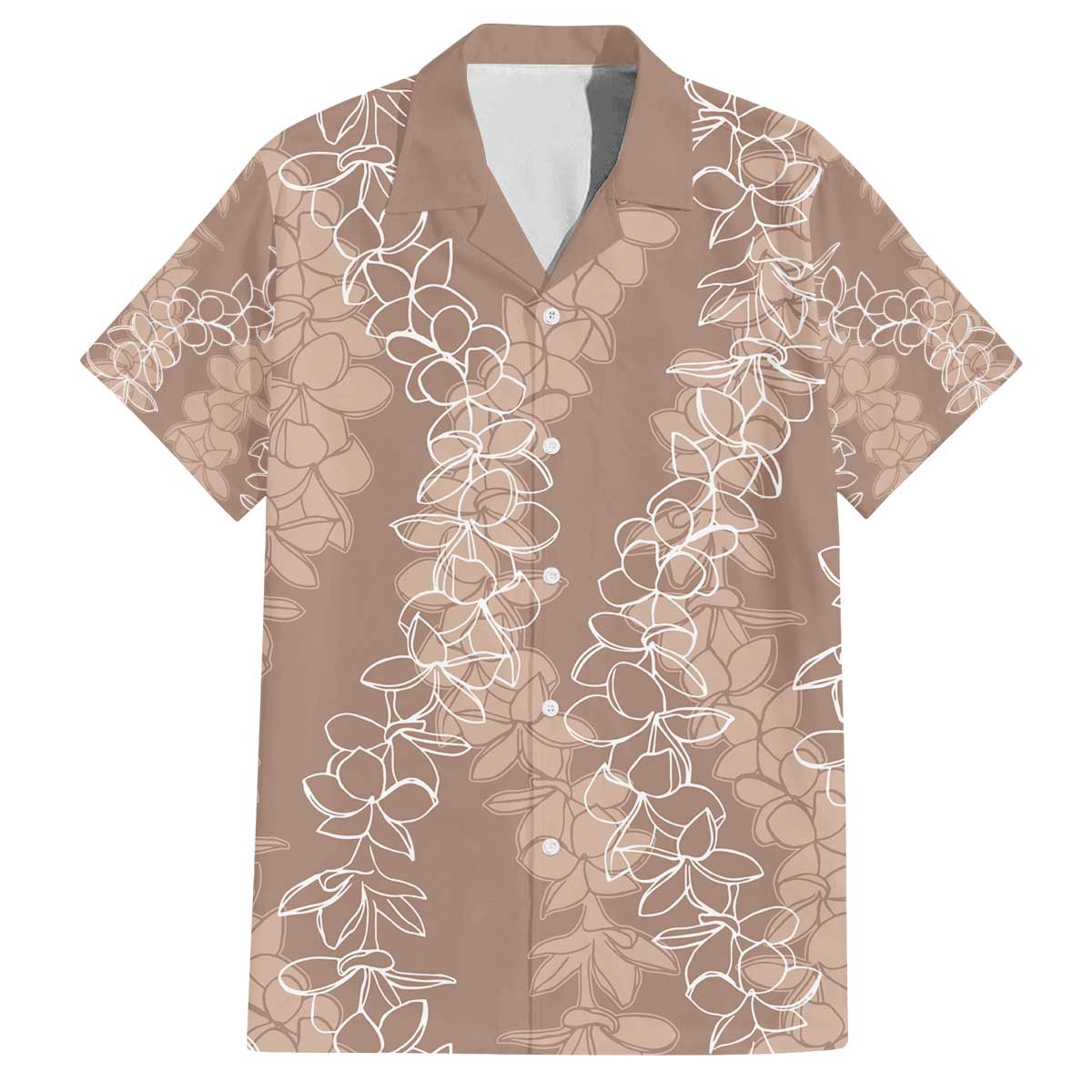 Hawaii Plumeria Lei Family Matching Puletasi and Hawaiian Shirt Aloha Festive Vibe - Beige