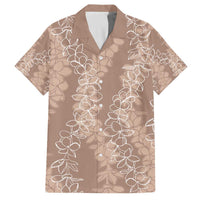 Hawaii Plumeria Lei Family Matching Puletasi and Hawaiian Shirt Aloha Festive Vibe - Beige