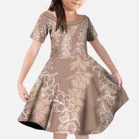 Hawaii Plumeria Lei Family Matching Short Sleeve Bodycon Dress and Hawaiian Shirt Aloha Festive Vibe - Beige