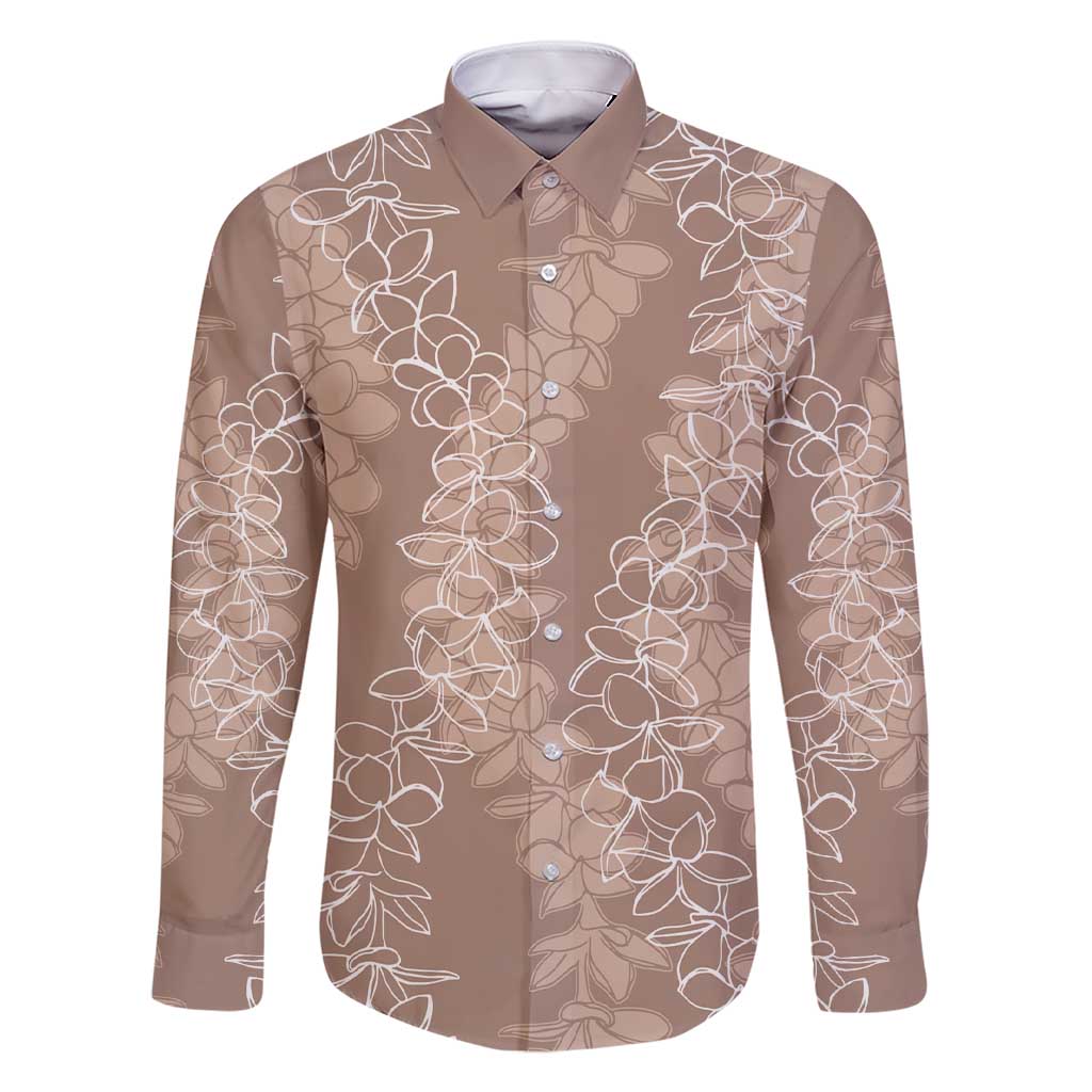 Hawaii Plumeria Lei Family Matching Short Sleeve Bodycon Dress and Hawaiian Shirt Aloha Festive Vibe - Beige