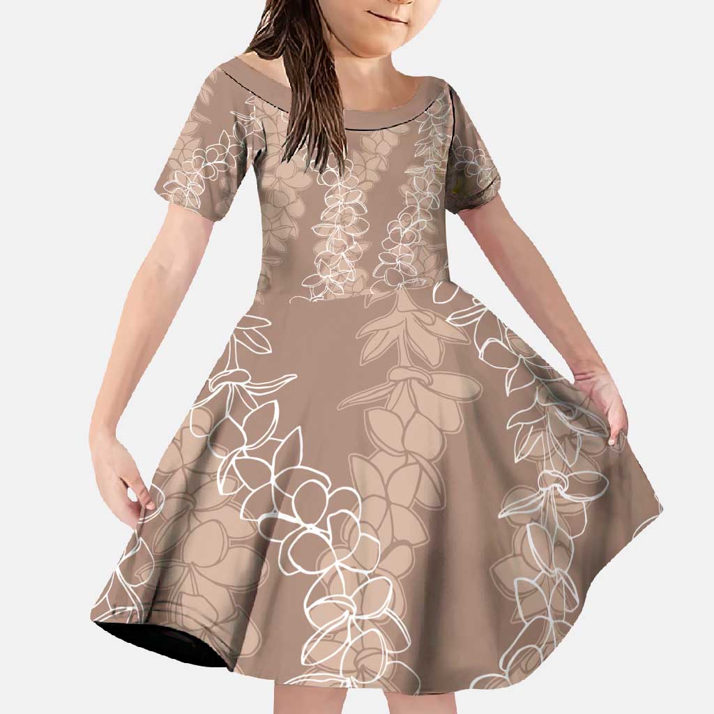 Hawaii Plumeria Lei Family Matching Summer Maxi Dress and Hawaiian Shirt Aloha Festive Vibe - Beige