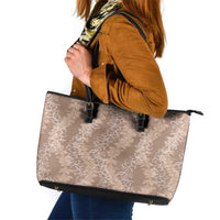 Hawaii Plumeria Lei Leather Tote Bag Aloha Festive Vibe - Beige LT7 Beige - Polynesian Pride