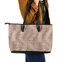 Hawaii Plumeria Lei Leather Tote Bag Aloha Festive Vibe - Beige LT7 - Polynesian Pride