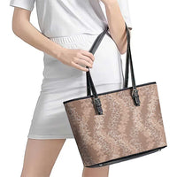 Hawaii Plumeria Lei Leather Tote Bag Aloha Festive Vibe - Beige LT7 - Polynesian Pride