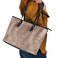 Hawaii Plumeria Lei Leather Tote Bag Aloha Festive Vibe - Beige LT7 - Polynesian Pride