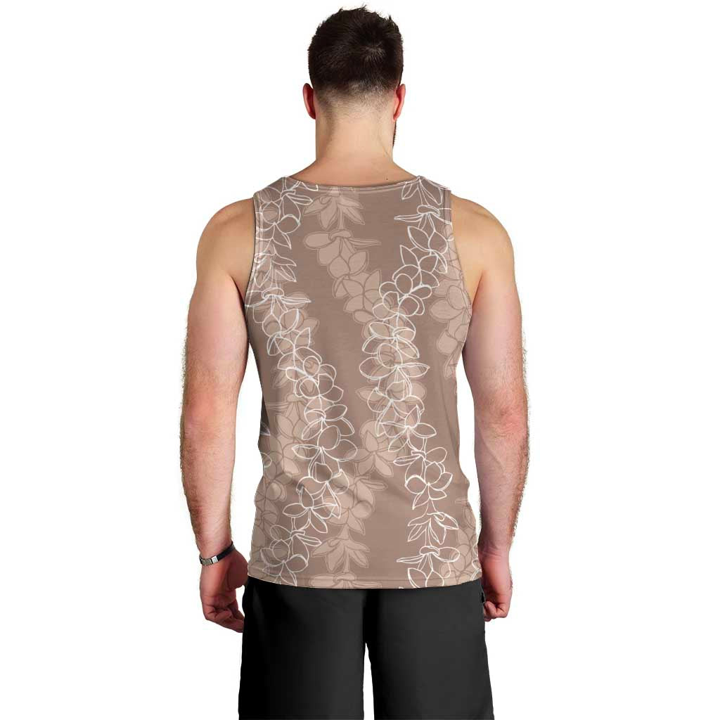 Hawaii Plumeria Lei Men Tank Top Aloha Festive Vibe - Beige LT7 - Polynesian Pride
