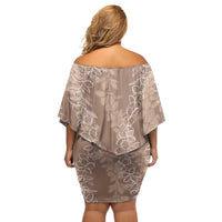 Hawaii Plumeria Lei Off Shoulder Short Dress Aloha Festive Vibe - Beige LT7 - Polynesian Pride