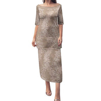 Hawaii Plumeria Lei Puletasi Aloha Festive Vibe - Beige LT7 Long Dress Beige - Polynesian Pride